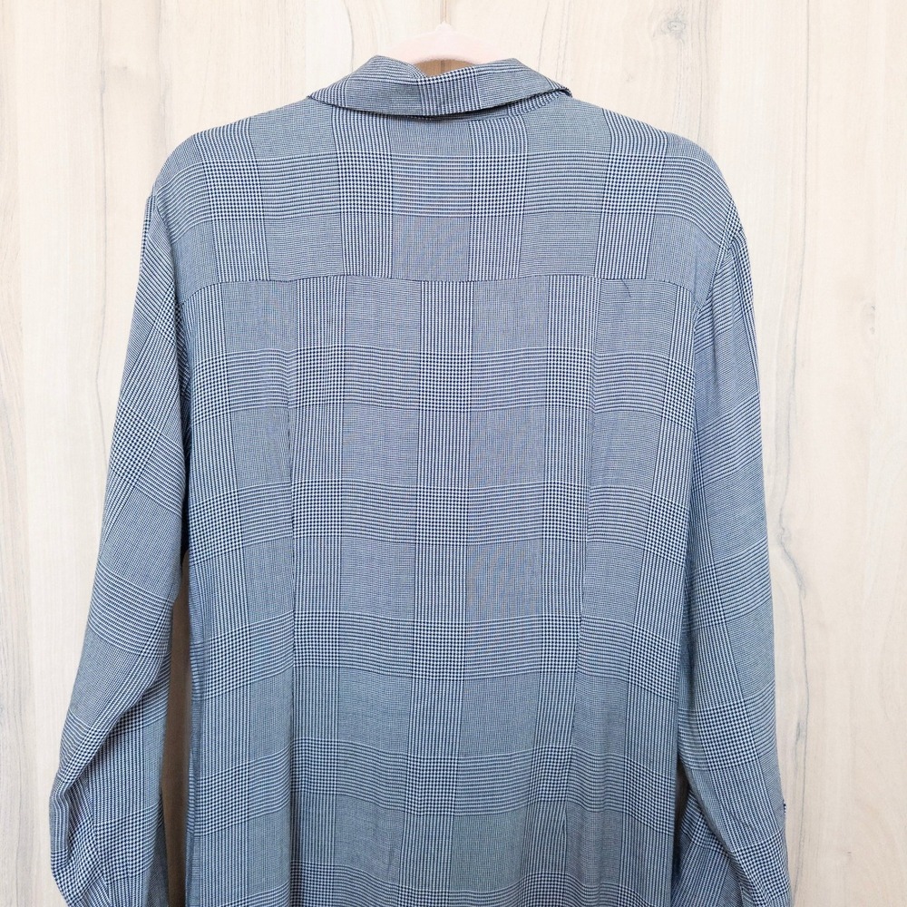 Zara Womens Plaid Shirt Midi Dress S Gray Long Sleeve Twist Front Preppy Office - Picture 7 of 8